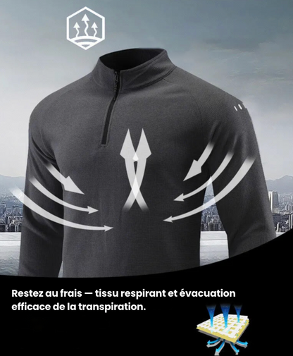 T-shirt Réfléchissant Kaki - Demi zip