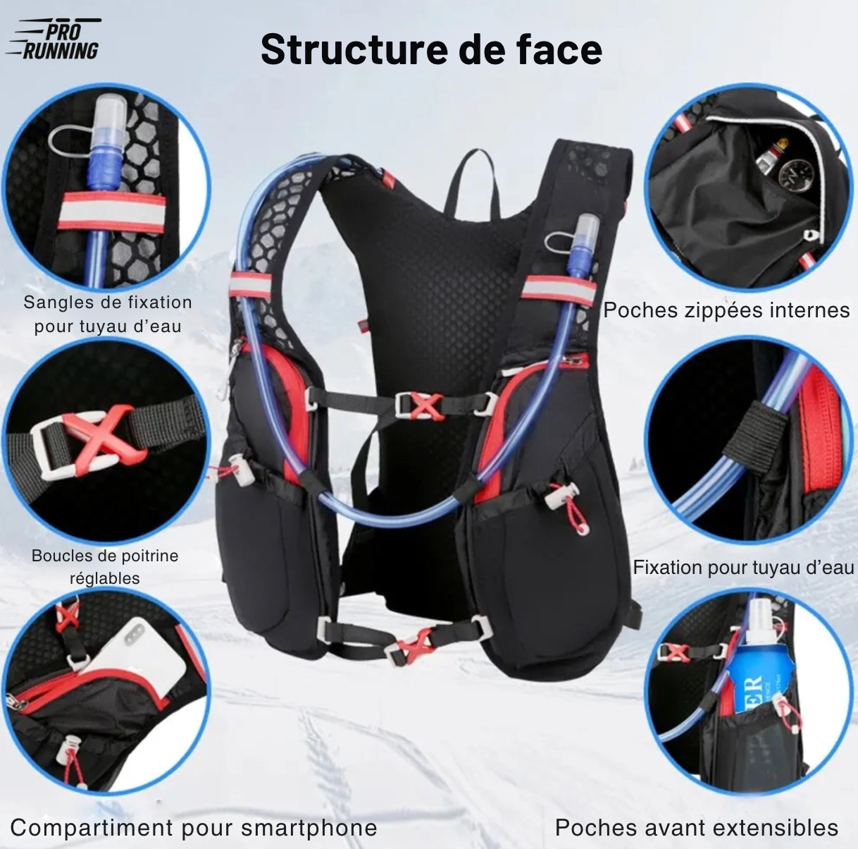 NEWBOLER Trail Running AXELIUM PRO – Sac d’hydratation ultra-léger 5L