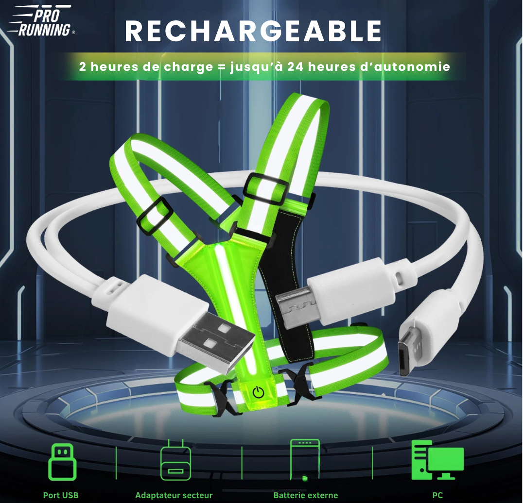 Gilet LED Fluo de Course Pour la Nuit