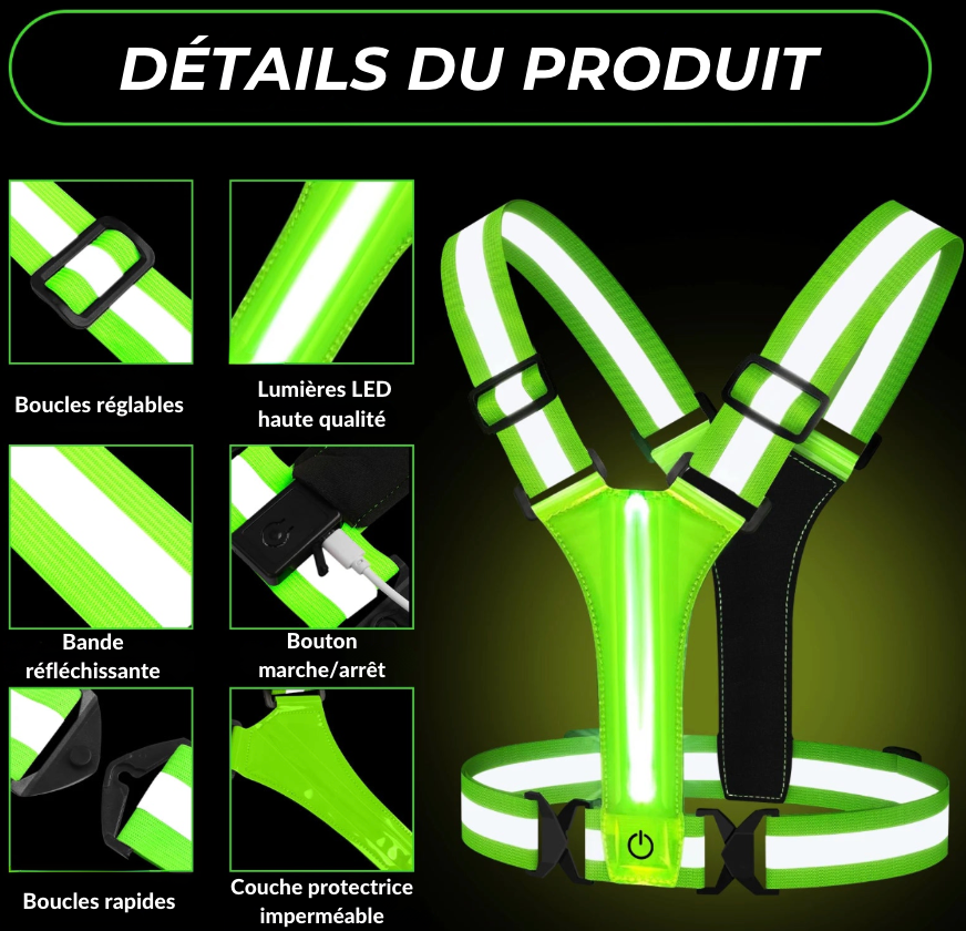 Gilet LED Fluo de Course Pour la Nuit