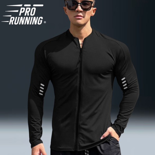 Veste de Course Homme Blanc Noir - Zip intégral