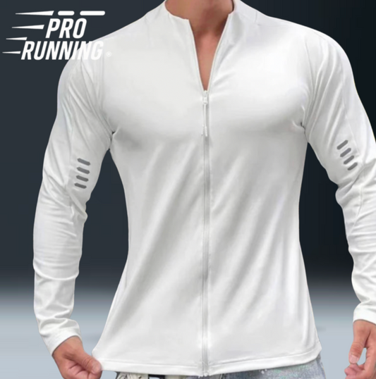 Veste de Course Homme Blanc - Zip intégral